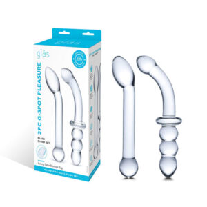 Glas 2 pc G-Spot Pleasure Glass Dildo Set - Clear