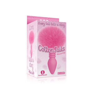The 9s Cottontails Silicone Bunny Tail Butt Plug  - Ribbed Pink