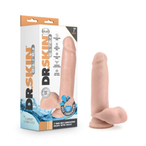 Blush Dr. Skin Glide 7'' Self Lubricating Dildo w/Balls - Vanilla