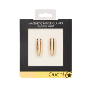 Shots Ouch Bullet Magnetic Nipple Clamps - Gold