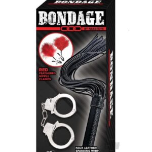 Bondage Whip Feather Cuffs Red