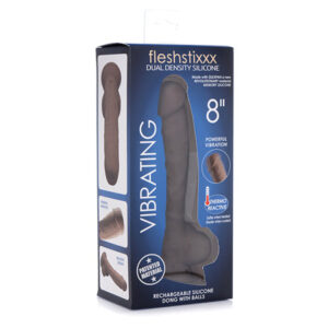 Curve Novelties Fleshstixxx 8'' Vibrating Silicone Dildo w/Balls - Brown
