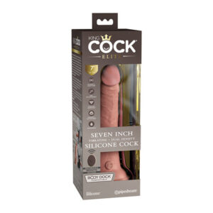King Cock Elite 7 Dual Density Vibrating Silicone Cock w/Remote - Light