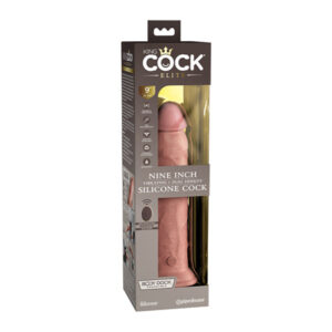 King Cock Elite 9 Dual Density Vibrating Silicone Cock w/Remote - Light