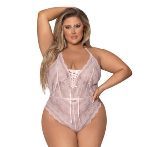 Seabreeze Strappy Back Teddy w/Snap Crotch Blush 2X
