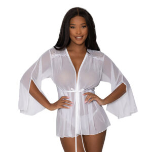Modern Romance Flowing Short Robe White L/XL
