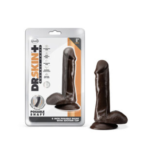 Dr. Skin Plus - 6 Inch Posable Dildo With Balls -  Chocolate