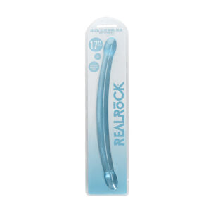 Shots RealRock Crystal Clear 17'' Double Dildo - Blue