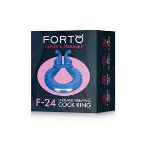 Forto F-24 Textured Vibrating Cock Ring - Blue