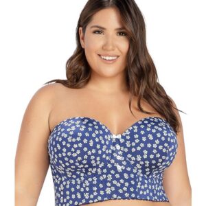 Parfait Dolly Denim Longline Strapless Bustier P50119 Blue Daisy