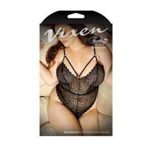 Vixen Chevron Lace Teddy Black QN