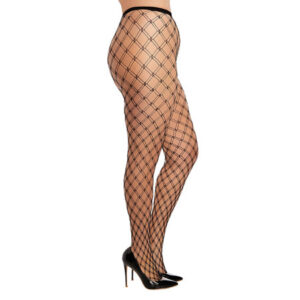 Double Knitted Fence Net Pantyhose Black QN