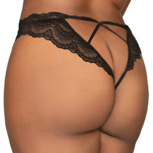Lace Tanga Open Crotch Panty Black 2X