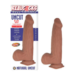 Realcocks Dual Layered Uncut Sliders 9.25'' Thick Shaft - Brown