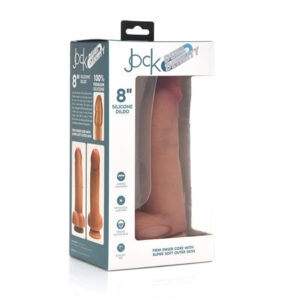 Jock Dual Density Silicone Dildo with Balls 8in Light