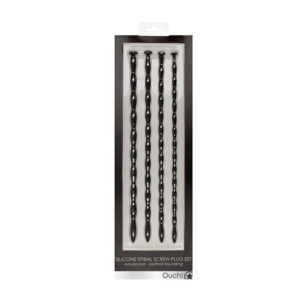 Shots Ouch Advanced Urethral Sounding Silicone Spiral Plug Set - Black