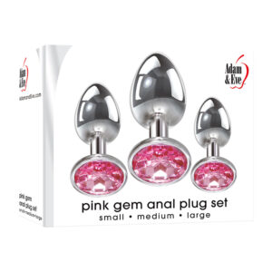Adam & Eve Pink Gem Glass Plug Set