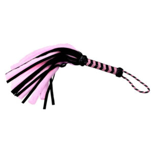 Plesur 18 in. Suede & Faux Fur Tail Pleasure & Pain Mini Flogger Pink/Black