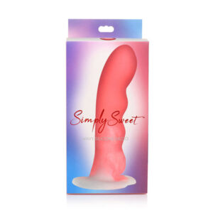Curve Toys Simply Sweet 7'' Wavy Silicone Dildo - Pink/White