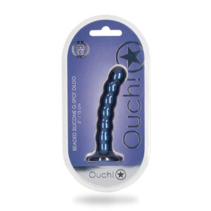 Beaded Silicone G-Spot Dildo 5'' Metallic Blue