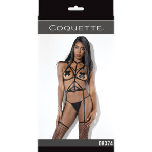 Coquette Darque Elastic Harness w/Removable Garters Black O/S