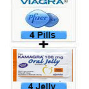 Combo Viagra Sildenafil Tablets 100mg + Kamagra Sildenafil Oral Jelly 100mg (4pills + 4Jellys) 8 Pcs