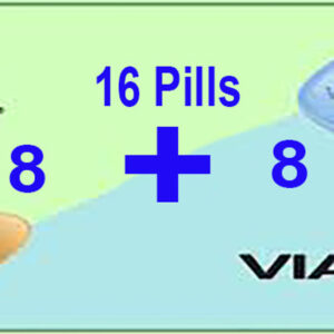 Combo Viagra Sildenafil Tablets 100mg  + Cialis Tadalafil 20mg (8pills + 8pills) 16 Pcs