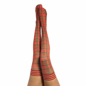 Kix'ies Grace Plaid Thigh Highs Red A