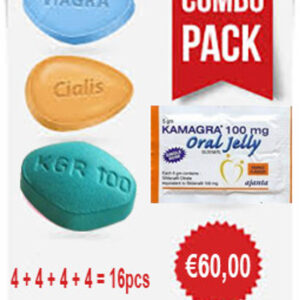 Combo 4 Viagra + 4 Cialis + 4 Kamagra Tabs + 4 kamagra Oral Jelly 16 pcs