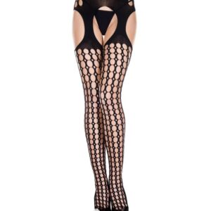 Music Legs Round Holes Pattern Suspender Pantyhose ML913
