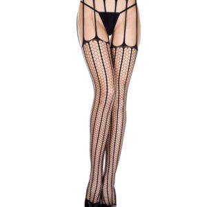Music Legs Hexagon Shape Striped Suspender Pantyhose ML914