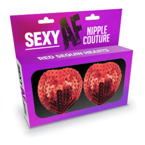 Sexy AF Nipple Couture - Red Sequin Hearts