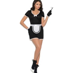 Elegant Moments Flirty Maid - 4 Pc, Costume Includes Mini Dress, Apron, Head Piece And Gloves EM99088