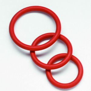 Spartacus Nitrile Cock Ring Set - Red Pack of 3