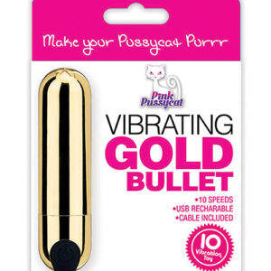 Pink Pussycat Vibrating Bullet - Gold
