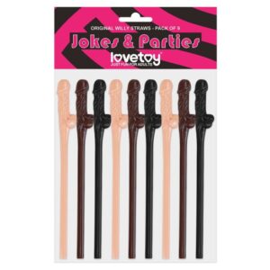 Lovetoy Willy Straws (9 Pack) – Mixed Colours Hen Party Set | Lovedo