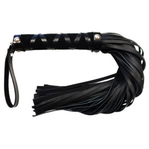 Rouge Short Leather Flogger w/Studs - Black