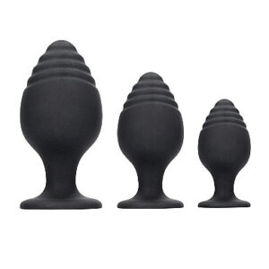 Shots Ouch Rippled Butt Plug Set - Black
