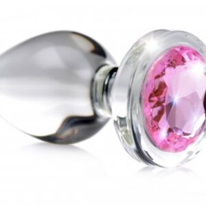 Booty Sparks Pink Gem Glass Anal Plug - Small