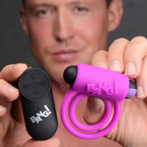 Bang! Vibrating Cock Ring & Bullet w/Remote Control - Purple