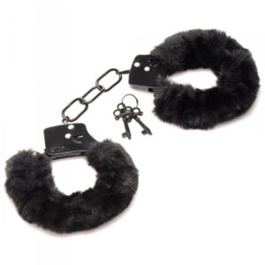 MASTER SERIES CUFFED IN FUR FURRY HANDCUFFS BLACK