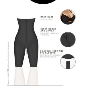 Diane & Geordi 2414 | Postpartum Butt Lifter Tummy Control Capri Shapewear | Open Bust Knee Length Body Shaper for Women / Powernet