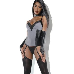 Coquette Wet Look and Matte Side Panel Bustier CQD9275