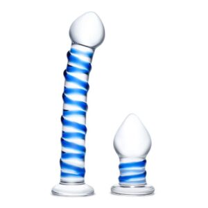 Glas Double Penetration Glass Swirly Dildo & Butt Plug Set GLAS-SET-04