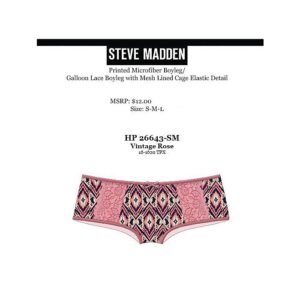 SM-HP26643 Steve Madden Printed Microfiber Boyleg w/ Mesh Elastic