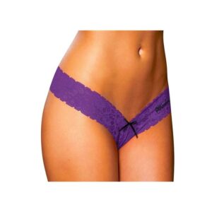Hustler Lingerie Lace Thong Purple SM