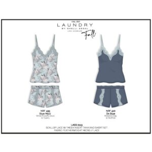 Laundry by Shelli Segal Featherweight Microfiber Scallop Lace Tank and Short Set LASS-0113A