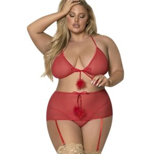 Magic Silk Marabou Bra, Garter Skirt & G Set M279Q