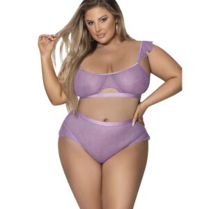 Magic Silk Flutter Sleeve Keyhole Bralette & Panty Set M284Q