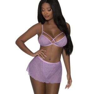 Magic Silk Strappy Bralette w/Flirty Thong Skirt M286